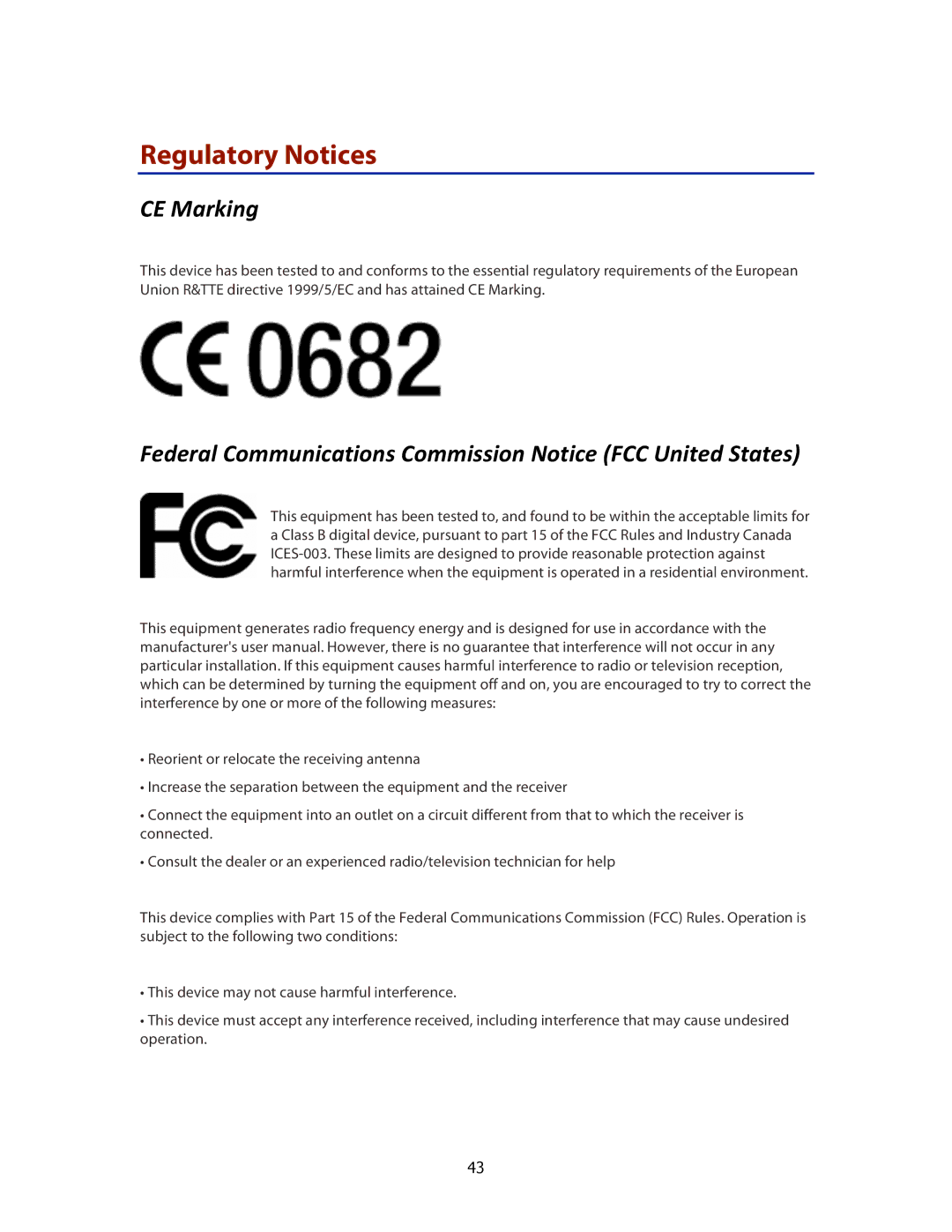 Verizon MiFi 2200 manual Regulatory Notices, CE Marking , Federal Communications Commission Notice FCC United States  